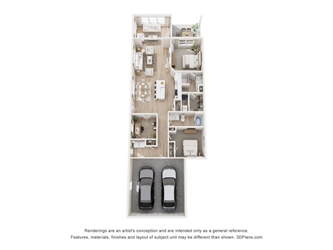 Floor plan for 2 beds, 2 baths, 1490 sqft